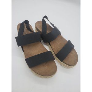 Madden Girl Sandals 10M Womens Cybell CYBE01J1 Black‎ Elastic Espadrille Shoes